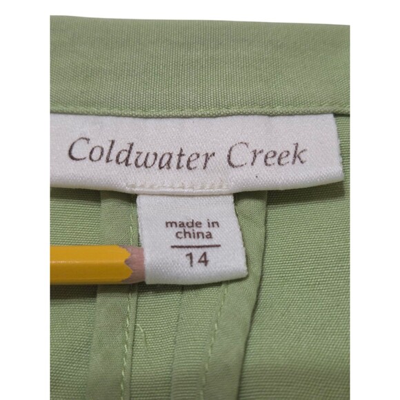 Coldwater Creek Jacket Women's 14 Lime Green 3/4 Sleeves Pockets Cotton I9.1 - Picture 4 of 10